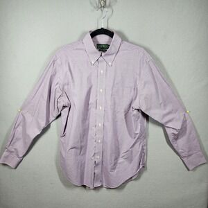 Lauren Ralph Lauren Shirt‎ Mens 16 35 Red Blue Micro Check Button Down Non Iron